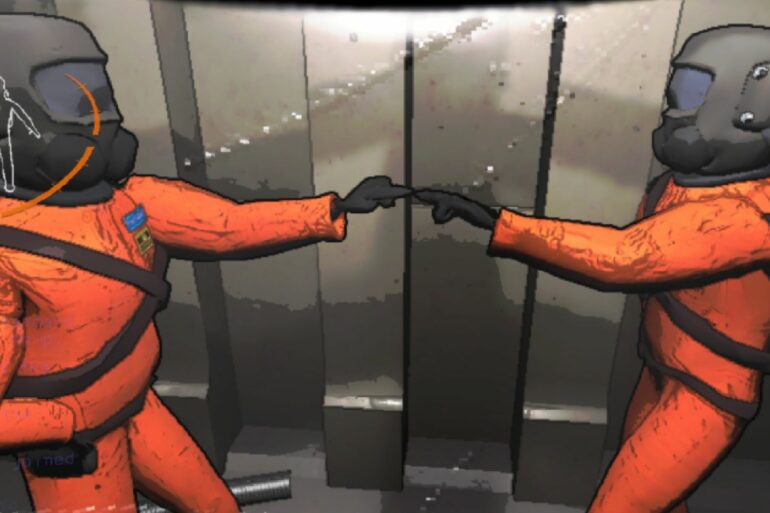 Two players pointing at each other in Lethal Company