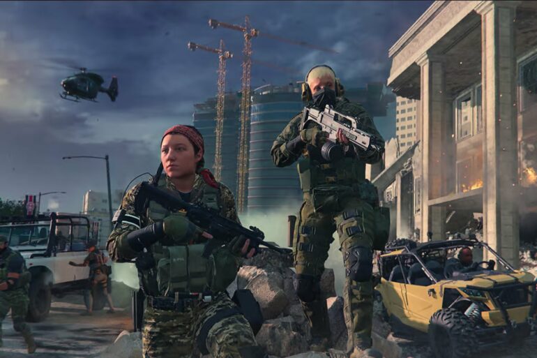 Soldiers stood with rifles in MW3 Zombies