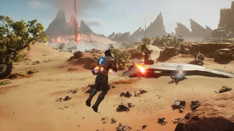 Outcast: A New Beginning jetpack shooting