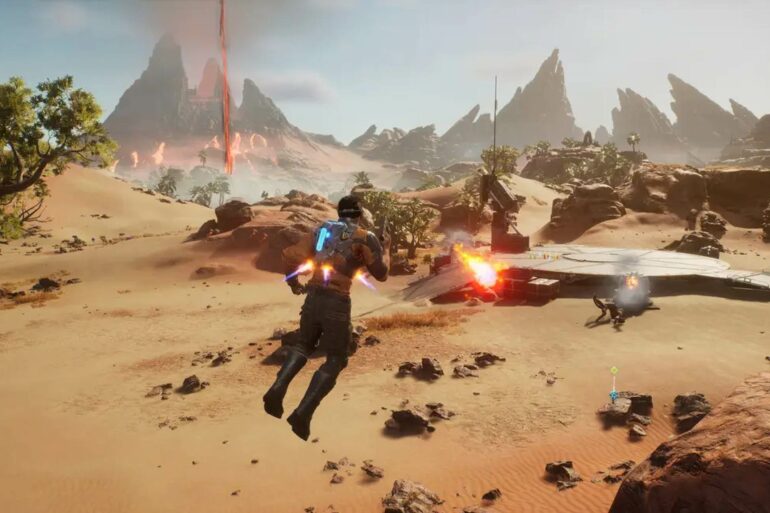 Outcast: A New Beginning jetpack shooting
