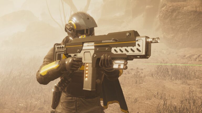 Player holding and aiming a Breaker Shotgun in Helldivers 2
