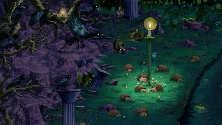Animal Well animals by lamp post