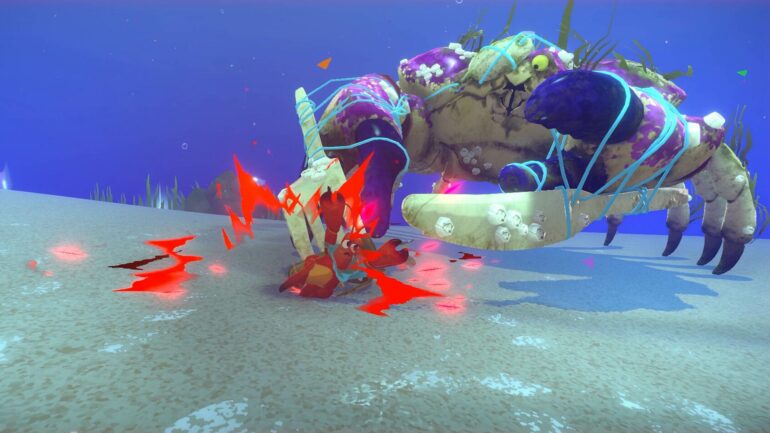 Another Crab's Treasure Kril fighting big enemy