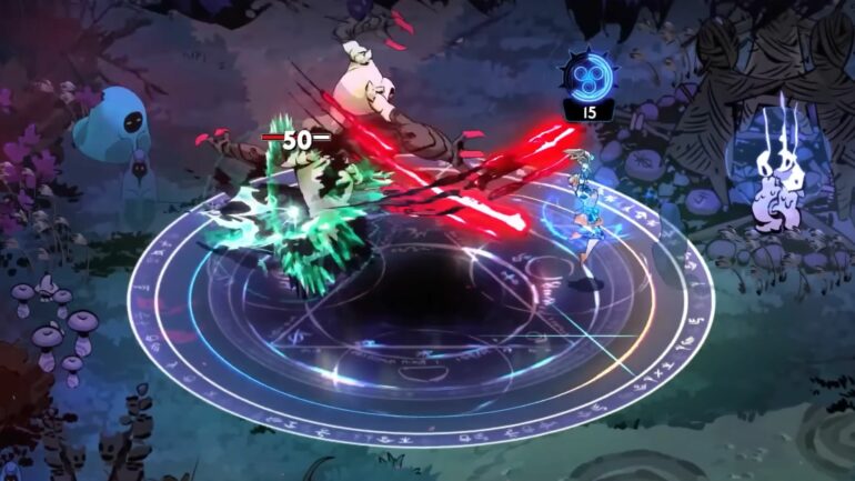 Melinoe casting a Hex in combat in Hades 2