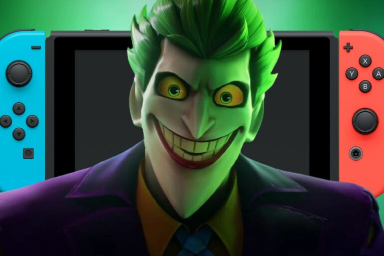 Joker in MultiVersus with a switch behind him