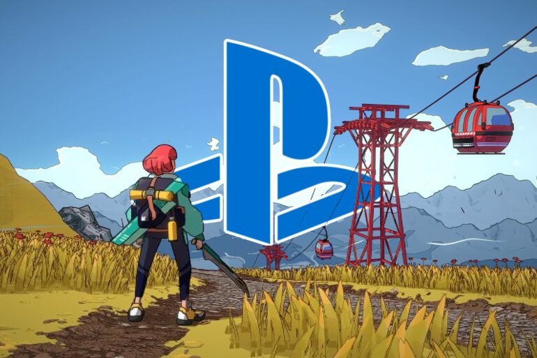 Dungeons of Hinterberg gameplay with the playstation logo behind it