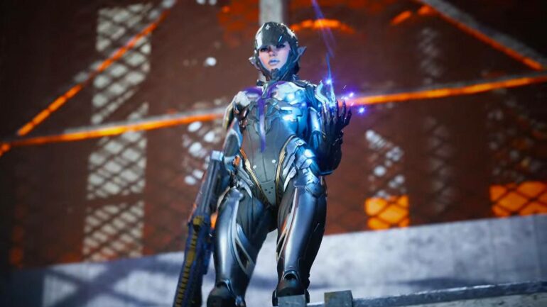 The First Descendant character looking down