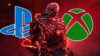 The First Descendant Villain with the PlayStation and Xbox logo behind him
