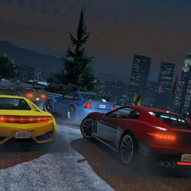 GTA Online cars racing down the hill